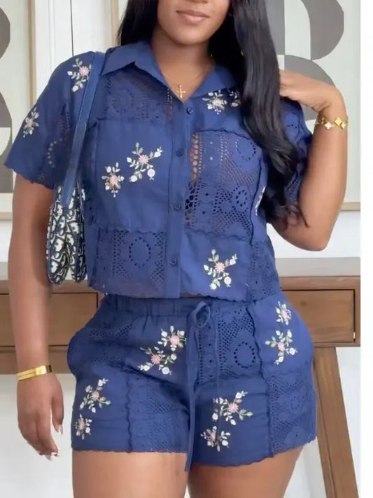 Embroidered Eyelet Co-Ord Set