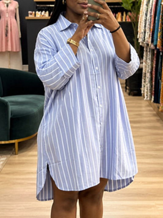 Stripe Oversized Shirt Mini Dress