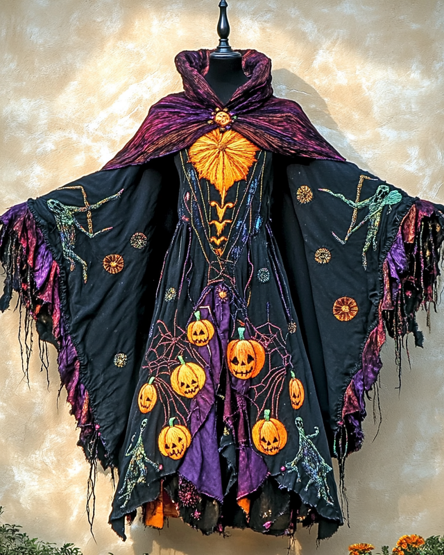 Halloween Theme Party Dark Loose Wide-Sleeved Cape 4cf1