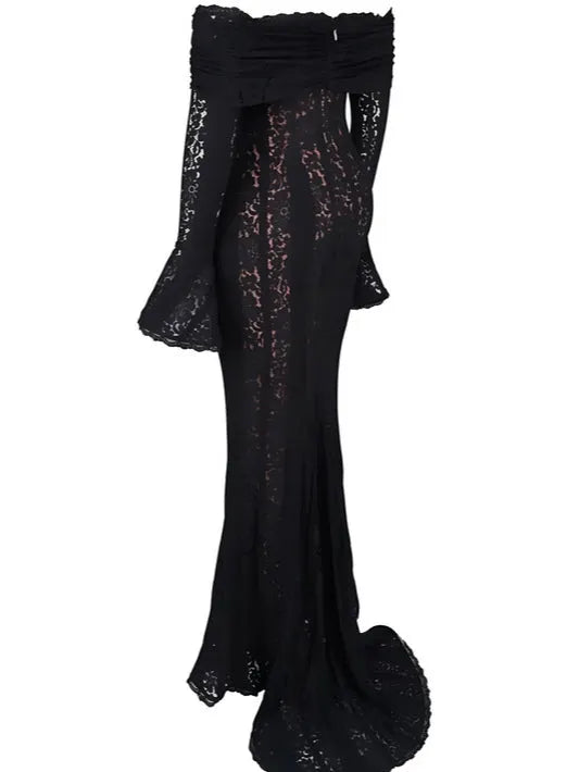 Lace Off-Shoulder Maxi Dress
