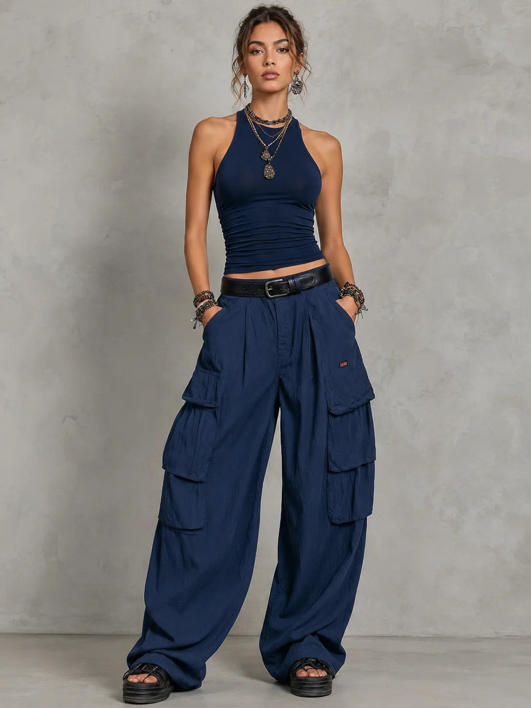 Casual & Cozy Cotton Vest and Cargo Pants Two-Piece Set