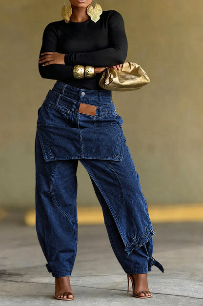Olive Green Multi-Pocket Cargo Barrel Pants
