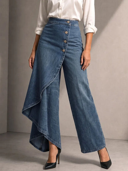 Women's High-waisted Relaxed Fit Wide-leg Jeans With A Stylish Design.