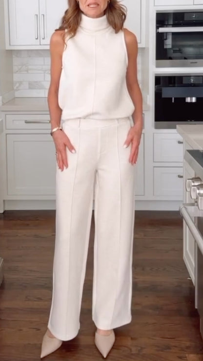Women's sleeveless top + trousers sporty casual set