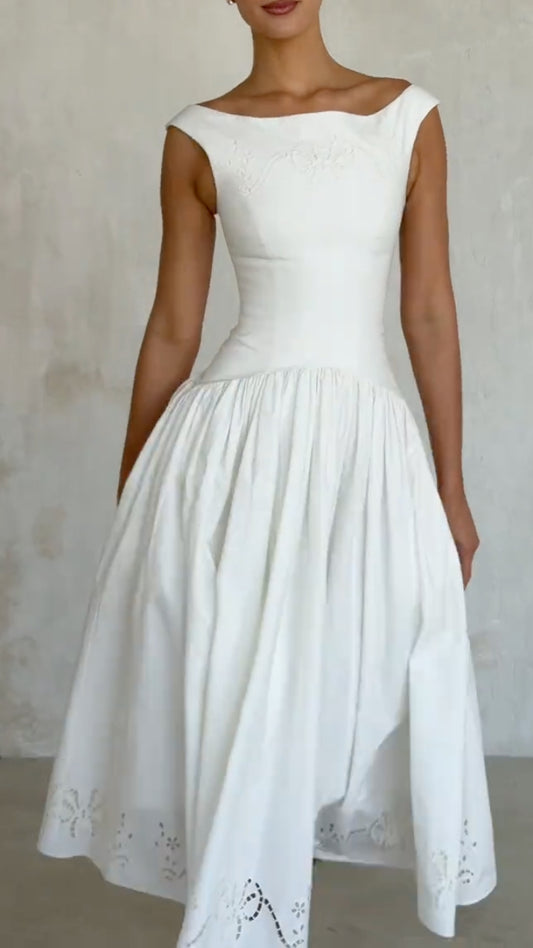 Sleeveless Embroidered Fit and Flare Dress