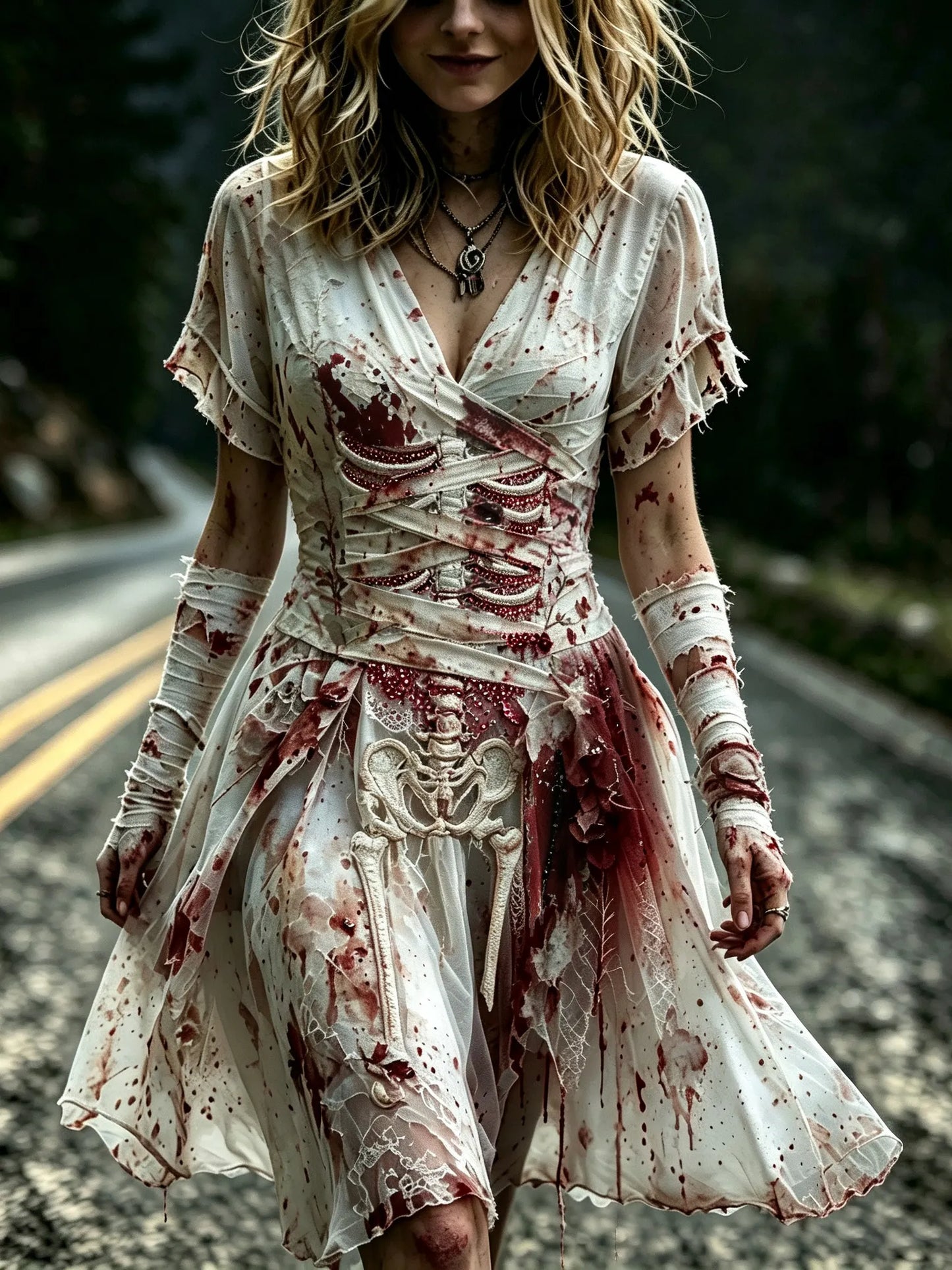 Women's Bloody Human Anatomy Art Halloween Style Mini Dress