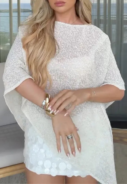 Sequin Knit  Top +Sequin Skirt Set