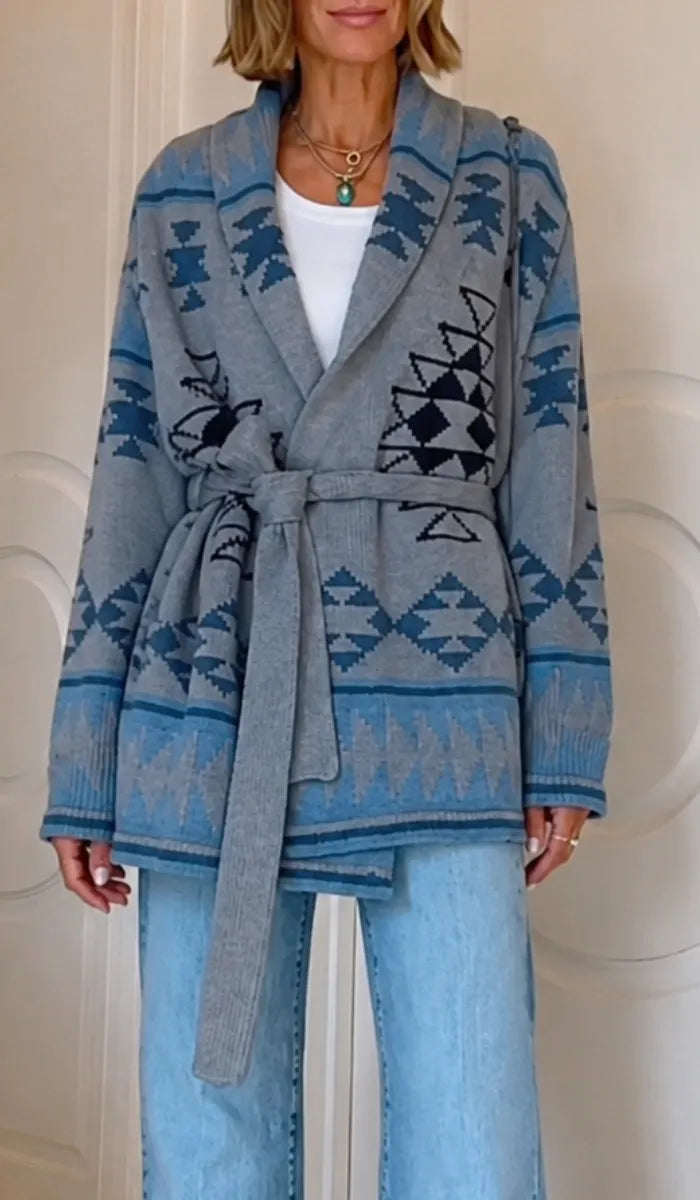 Aztec Knit Wrap Cardigan