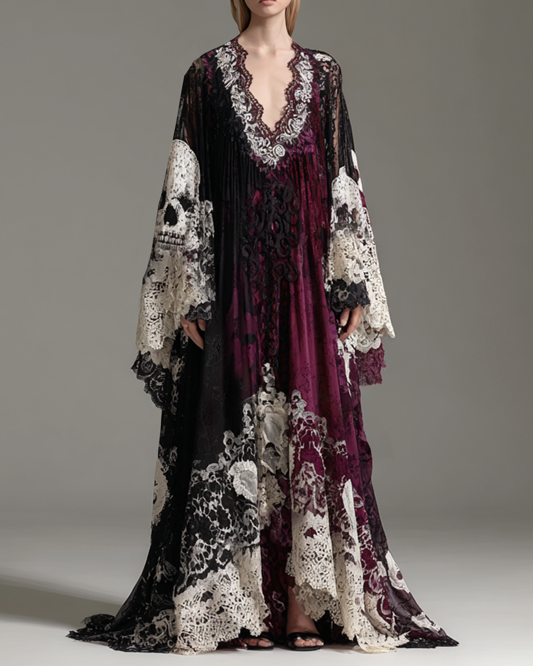 Women's Halloween themed embroidered dress c866