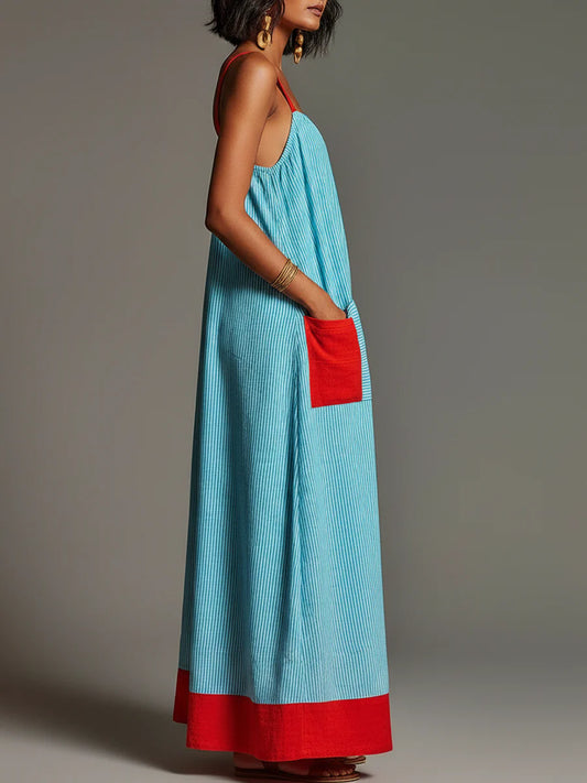 Stripe Patchwork Maxi Dress