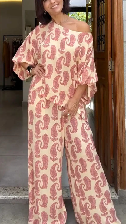 Pink Paisley Print 2‑Piece Set