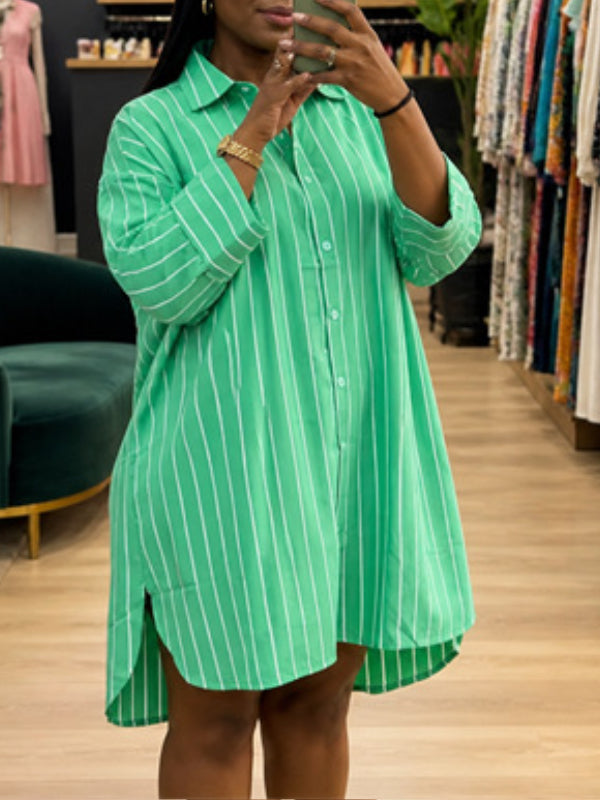 Stripe Oversized Shirt Mini Dress