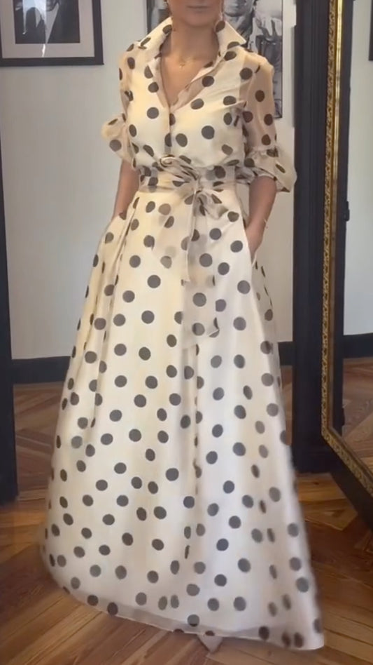 Polka Dot Shirt Maxi Dress
