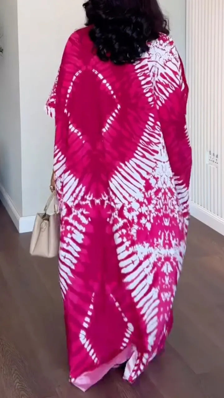 Tie‑Dye Caftan Maxi Dress