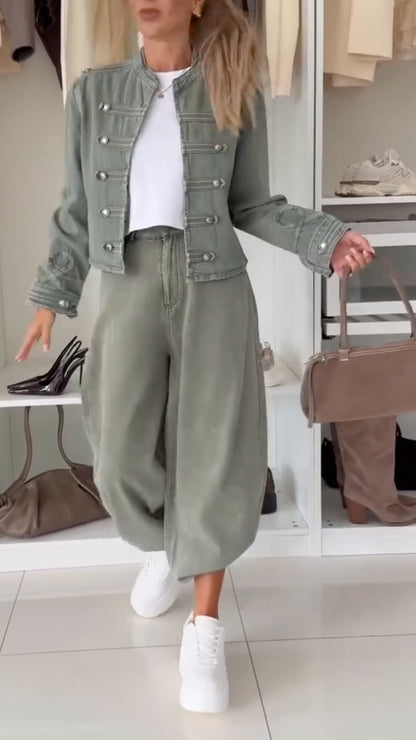 Retro Jacket & Balloon Pants Matching Set