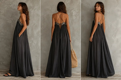 Sequin Spaghetti Strap Loose Maxi Dress