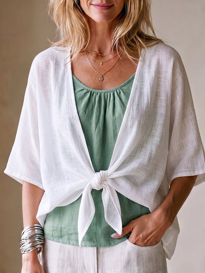 Women's Cozy Breathable Slub Cotton Cardigan