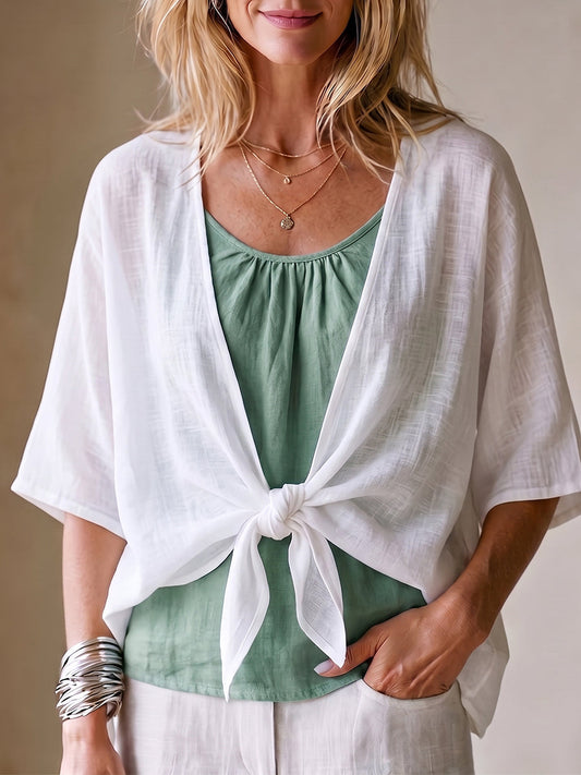 Women's Cozy Breathable Slub Cotton Cardigan