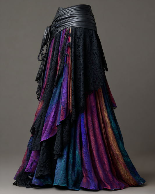 Elegant Patchwork Punk Skirt  1604