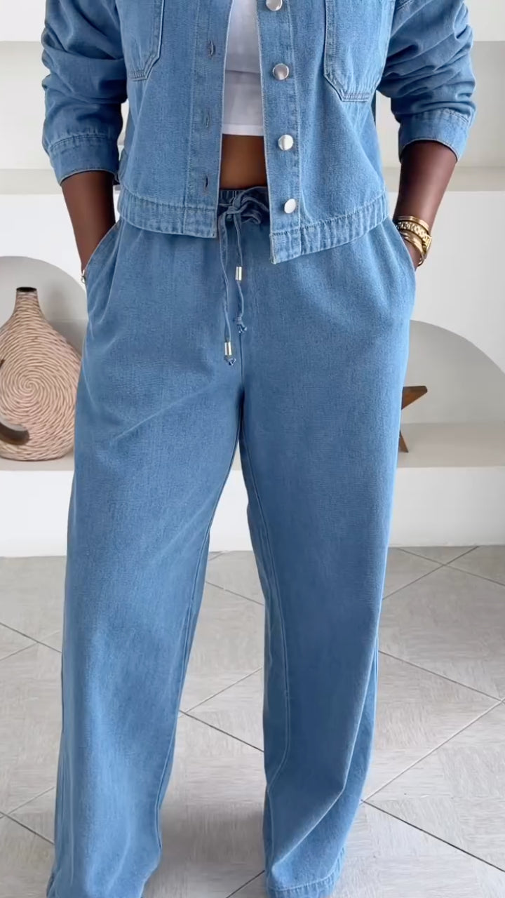 Light Blue Denim Two-Piece Set