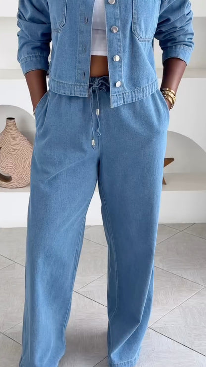 Light Blue Denim Two-Piece Set