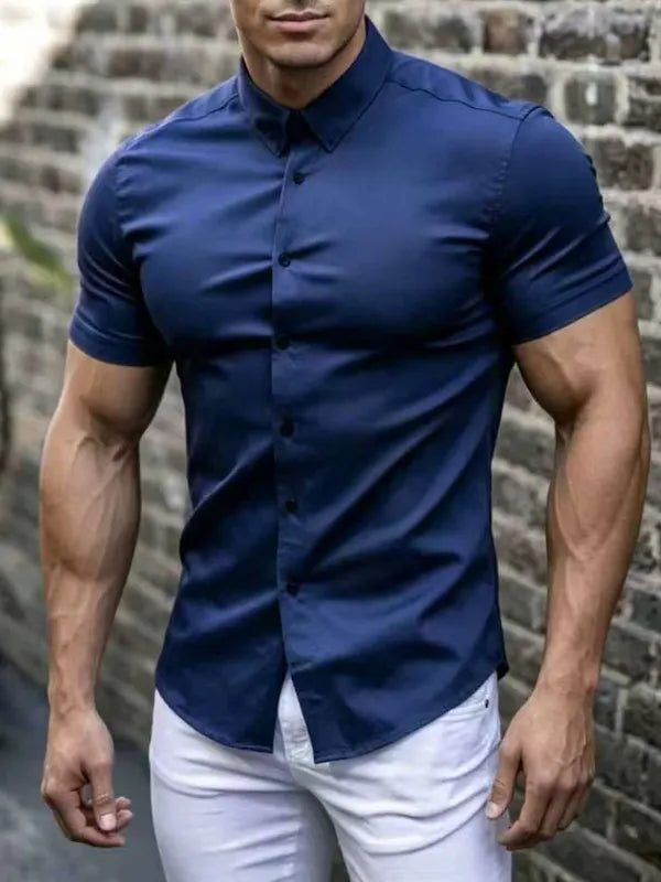 Men's  Slim-Fit Short-Sleeve Dress Shirt