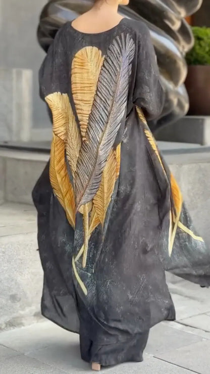 Print Cutout Long Sleeve Top & Wide Leg Pants Co‑Ord Set