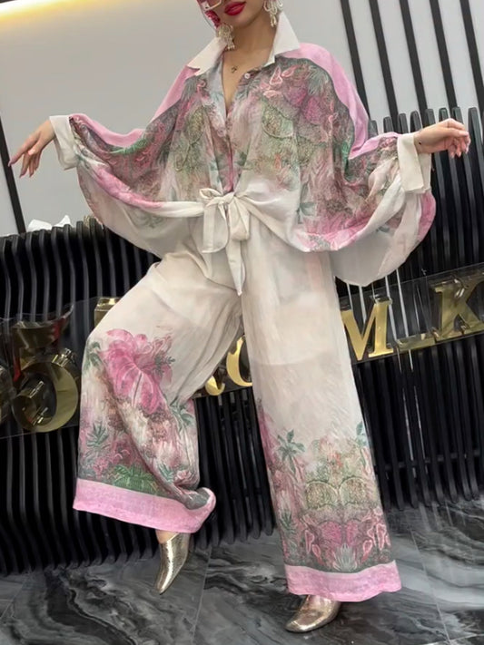 Floral Print Oversized Shirt & Pants Co-Ord Set
