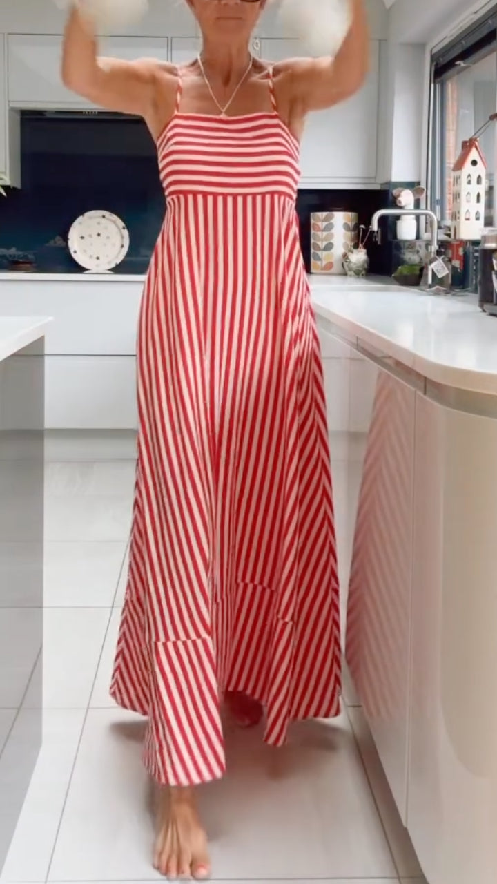 Striped Spaghetti Strap Maxi Dress