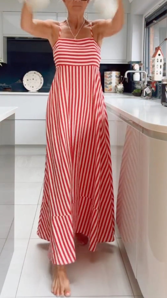 Striped Spaghetti Strap Maxi Dress