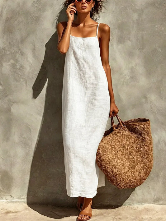 Women's Solid Color Art Casual Chic Loose Long Dress
