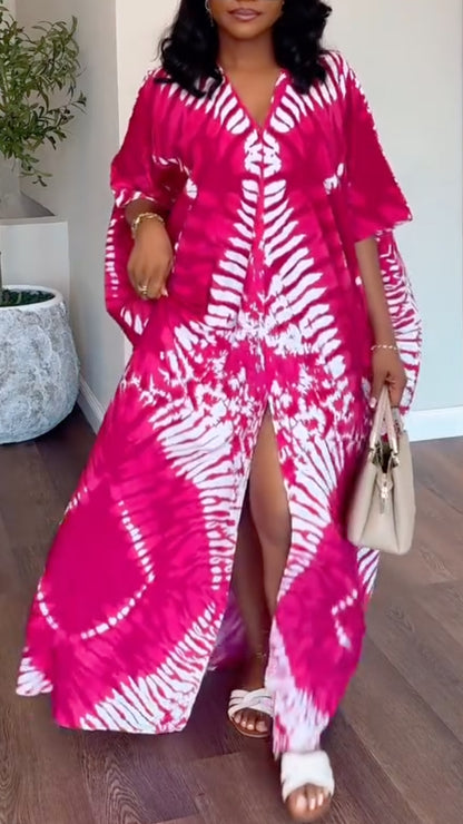 Tie‑Dye Caftan Maxi Dress