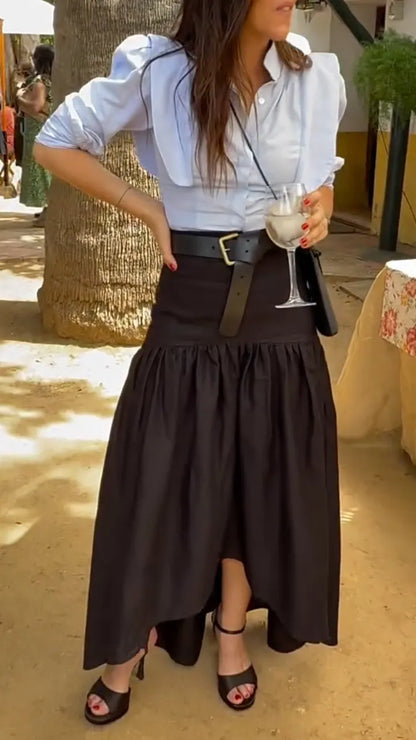 Elegant Ruffled A-Line Skirt