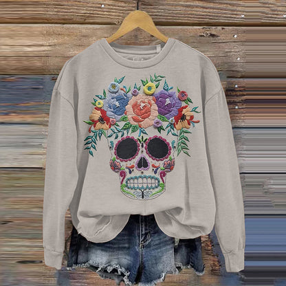 Mexican Day Of The Dead Sugarskull Inspired Art Printed Sweatshirt