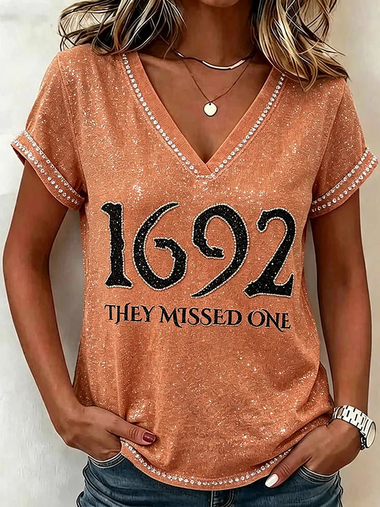 1692 They Missed One Halloween Print Casual T-shirt