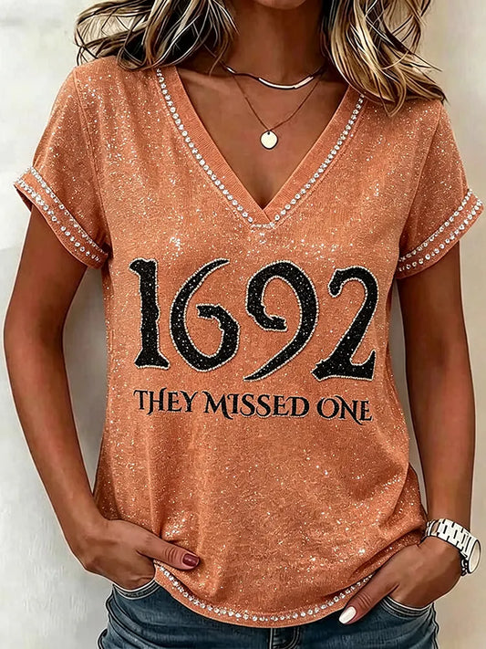 1692 They Missed One Halloween Print Casual T-shirt