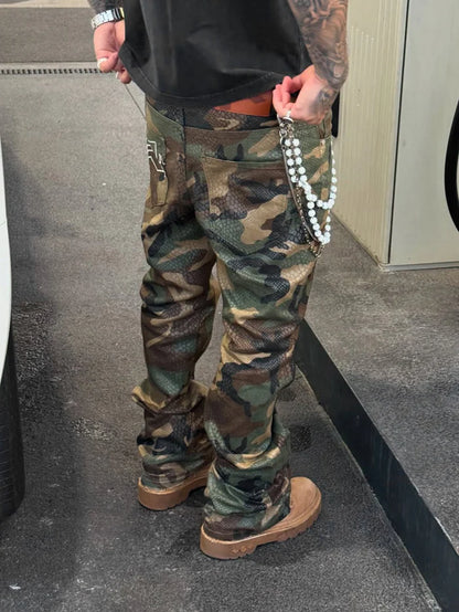 Men's Camo Snake Print Flared Jeans