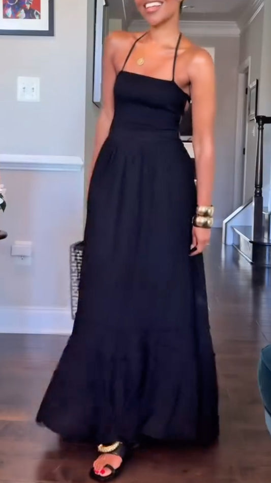 Halter Neck Tiered Maxi Dress