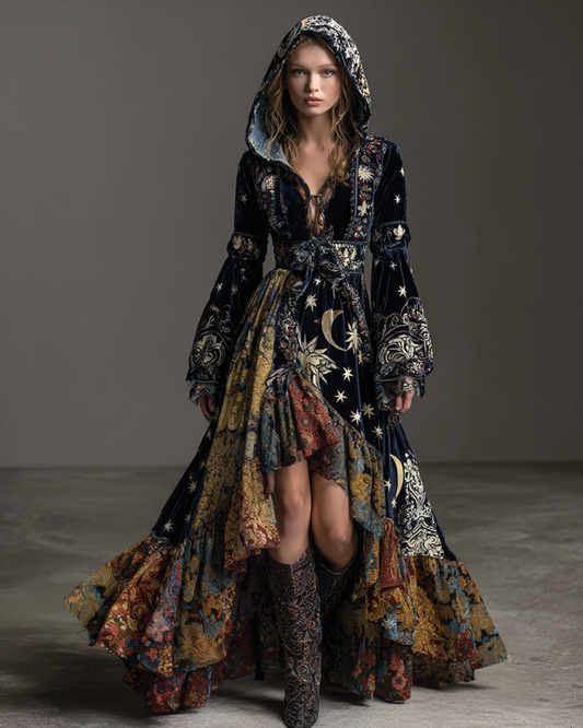 Women's Velvet Slim-Fit Long Dress  97e9