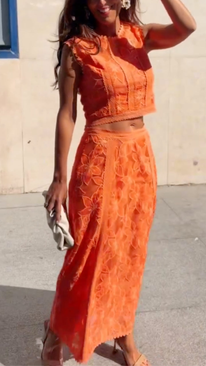 Lace Crop Top & Skirt Set