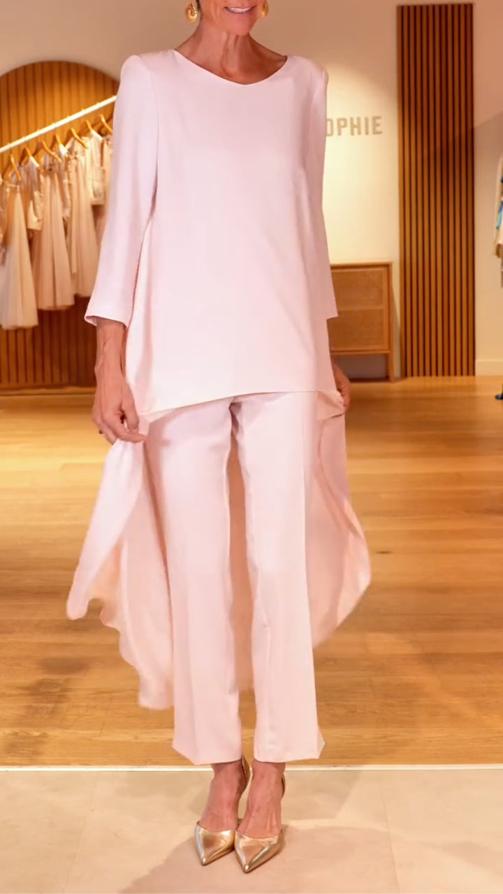 Coral Layered Tunic & Wide Leg Pants Co-Ord Set