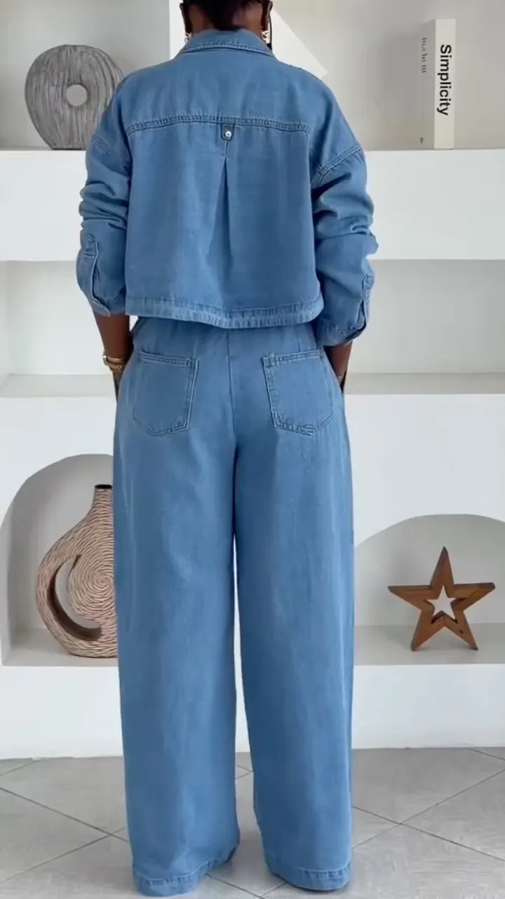 Light Blue Denim Two-Piece Set
