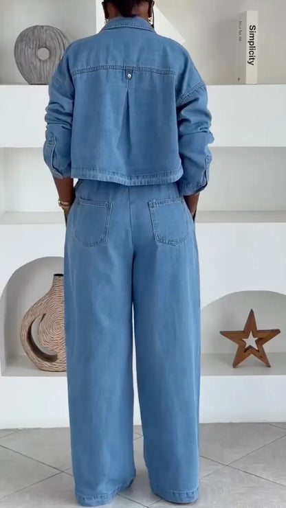 Light Blue Denim Two-Piece Set