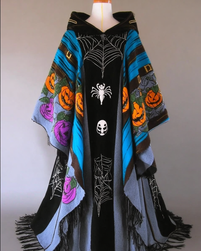 Women's Halloween Bat Wing Sleeve Contrast Cape 28d0