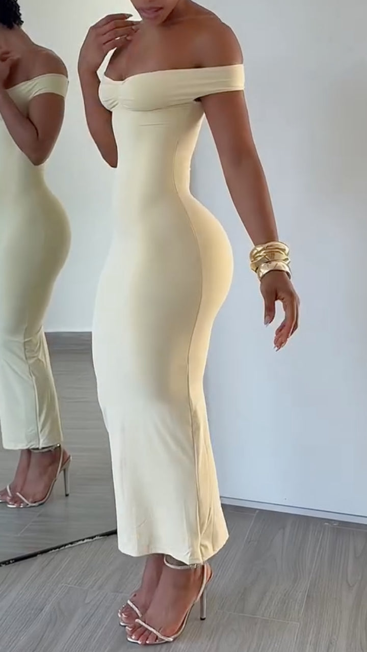 Off-Shoulder Bodycon Midi Dress
