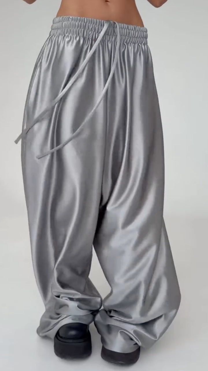 Women's Lace-Up Loose-Fitting Comfortable Smooth Trousers