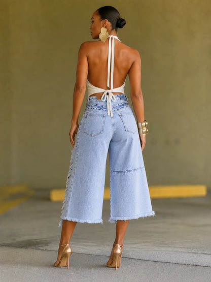 Women's Faux-Layer Ripped Jeans