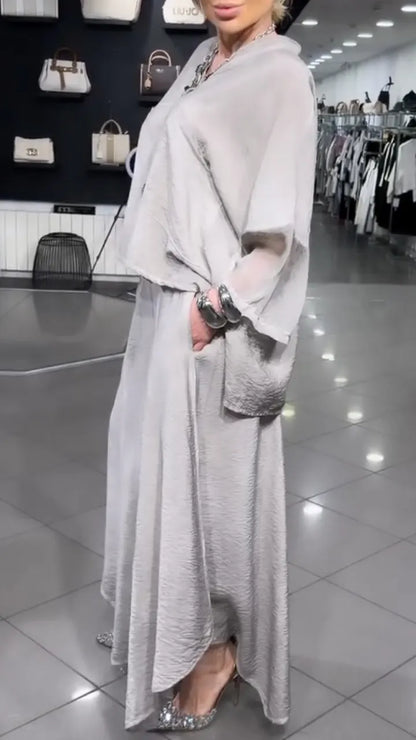 Women's V-Neck Loose Asymmetrical Two-Piece Set