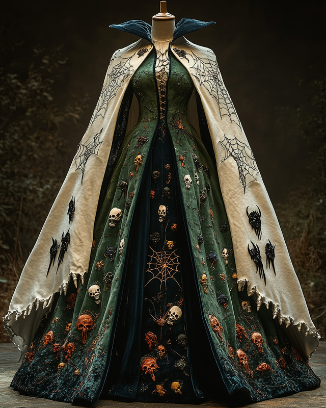 Women's Halloween Contrast Cape Dress fe02