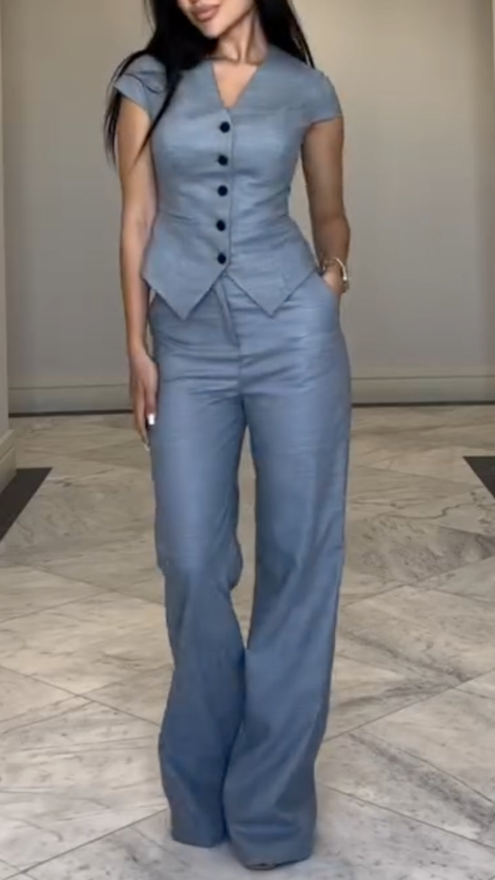 Tailored Vest & Wide Leg Pants Set